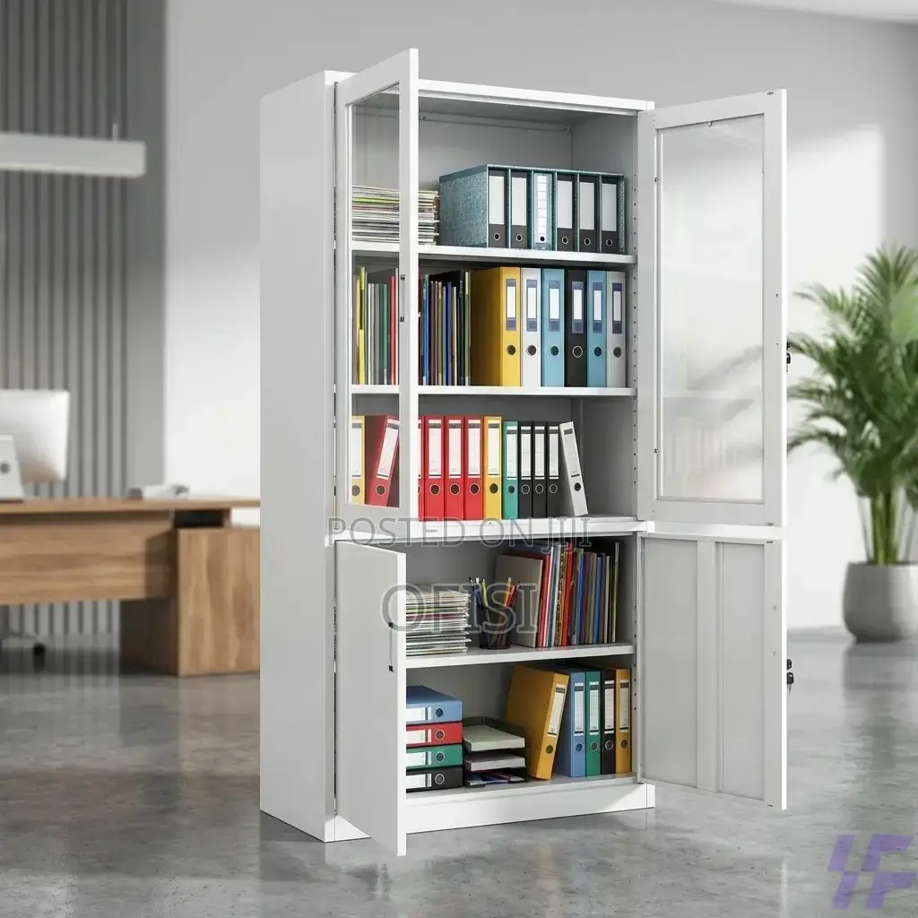 Office Cabinet; 2-Door Half Glass Filing Office Cabinet