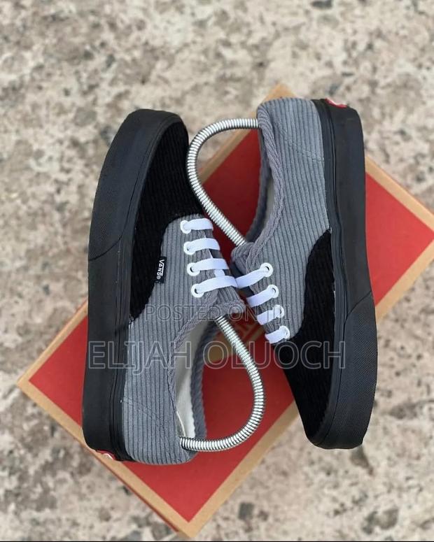 Black Grey Quality Corduroy Vans - main view