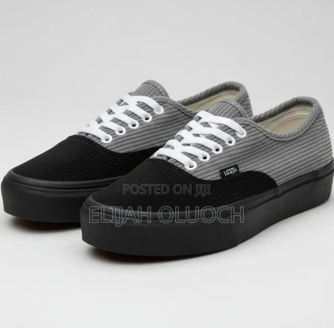 Black Grey Quality Corduroy Vans