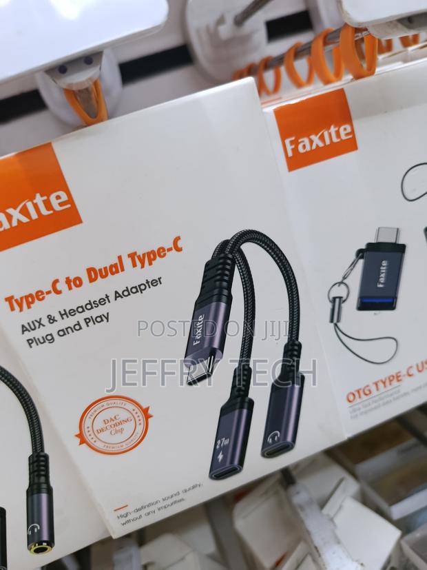 Faxite Type-C to Dual Type-C Aux Headset Adapter Plug and Play- 27w - thumbnail 2