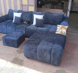 6 Seater L-Shaped Sofa With Cushions and Footrest