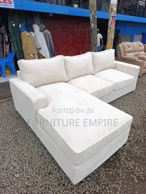 6 Seater L-Shaped Nude Color Sofa