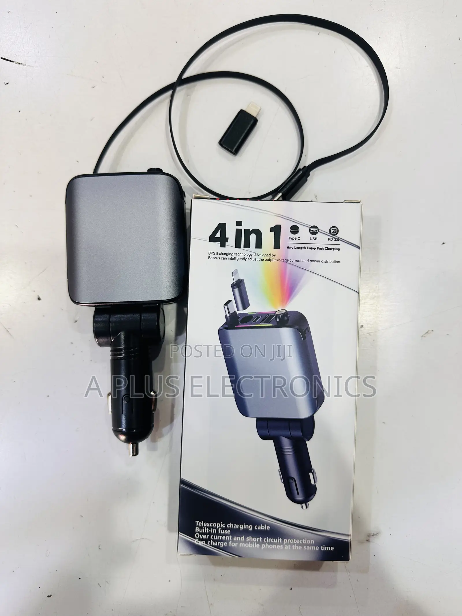 E1 4 in 1 Superfast Car Charger – Dual Usb Fast Charger