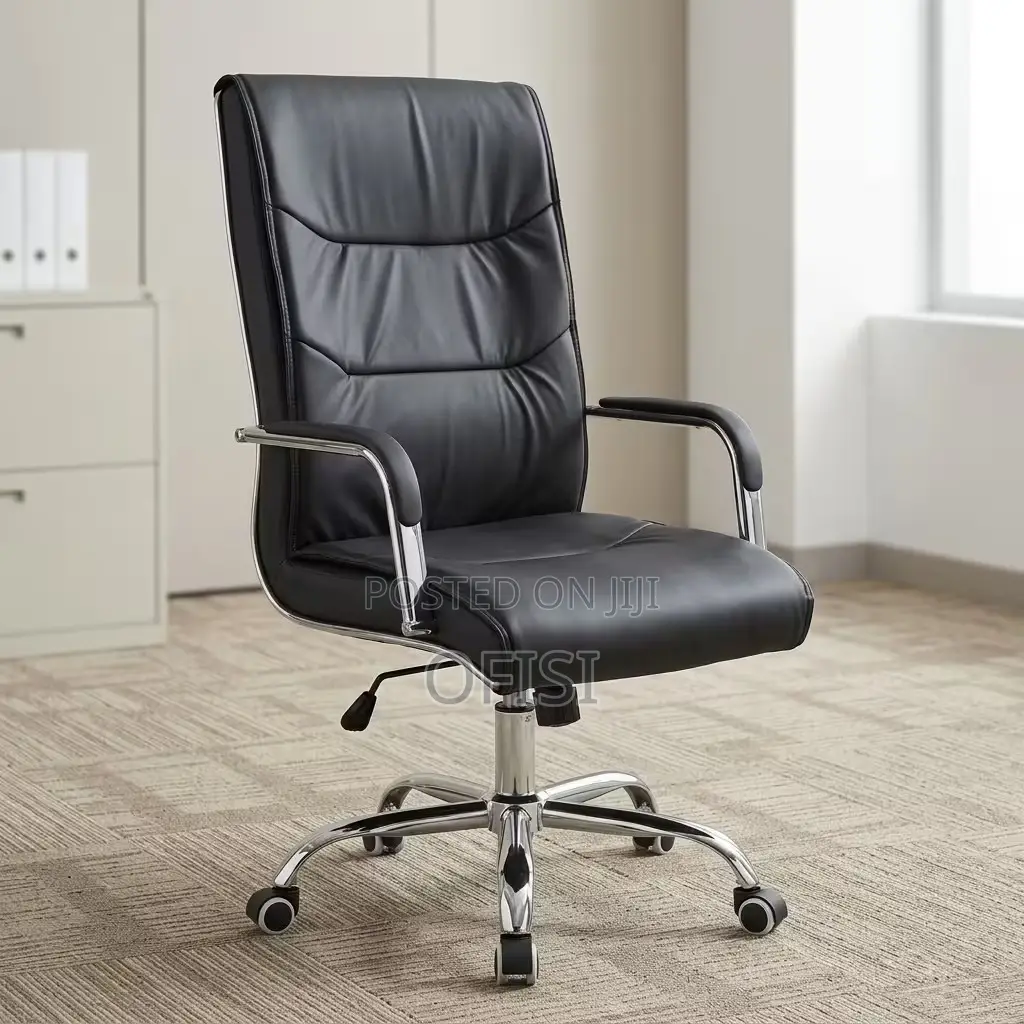 Office Chair; Black Pu Leather Executive Office Chair