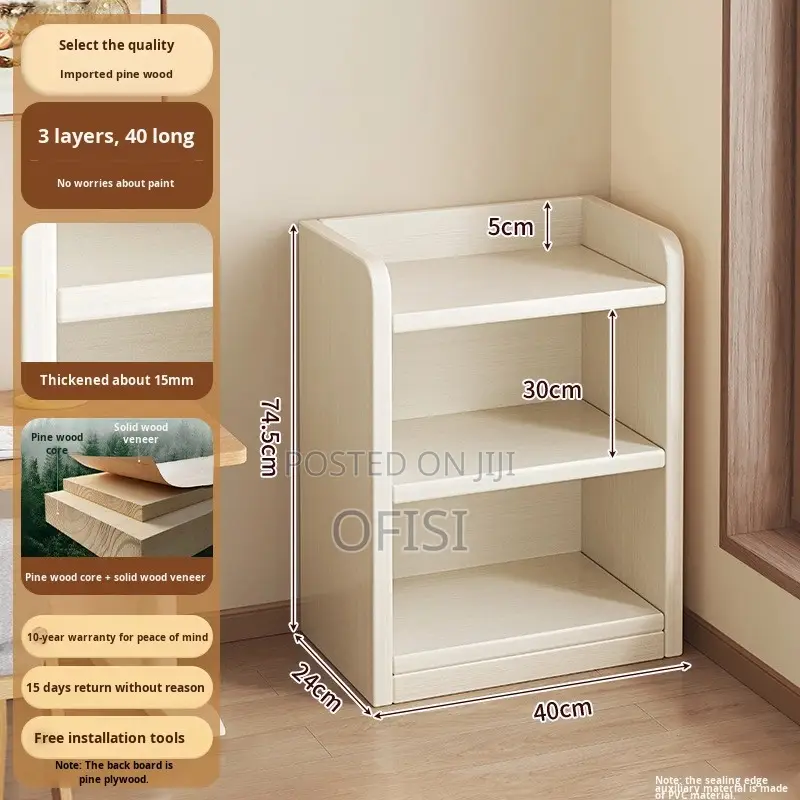 Bookshelf; 5 Tier Wooden Home Office Bookshelf