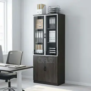 Office Cabinet; Half Glass Wooden Office Cabinet