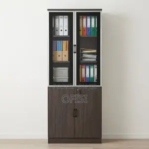Office Cabinet; Half Glass Wooden Office Cabinet