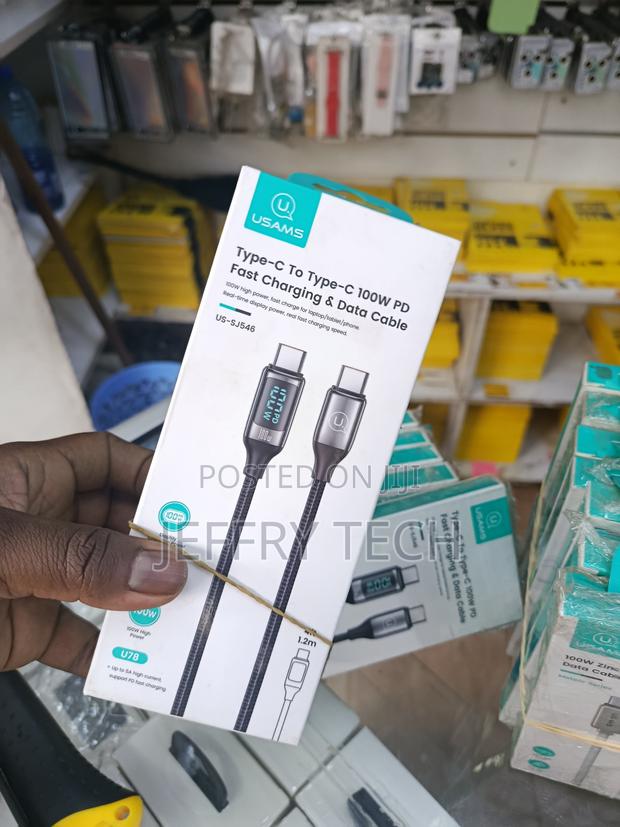 Usams 100w Pd Type-C to Type-C Fast Charging Cableh Led Display1.2 M