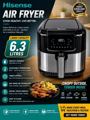 Hisense 6.3 Litres Digital Air Fryer – Healthy Fast Cooking