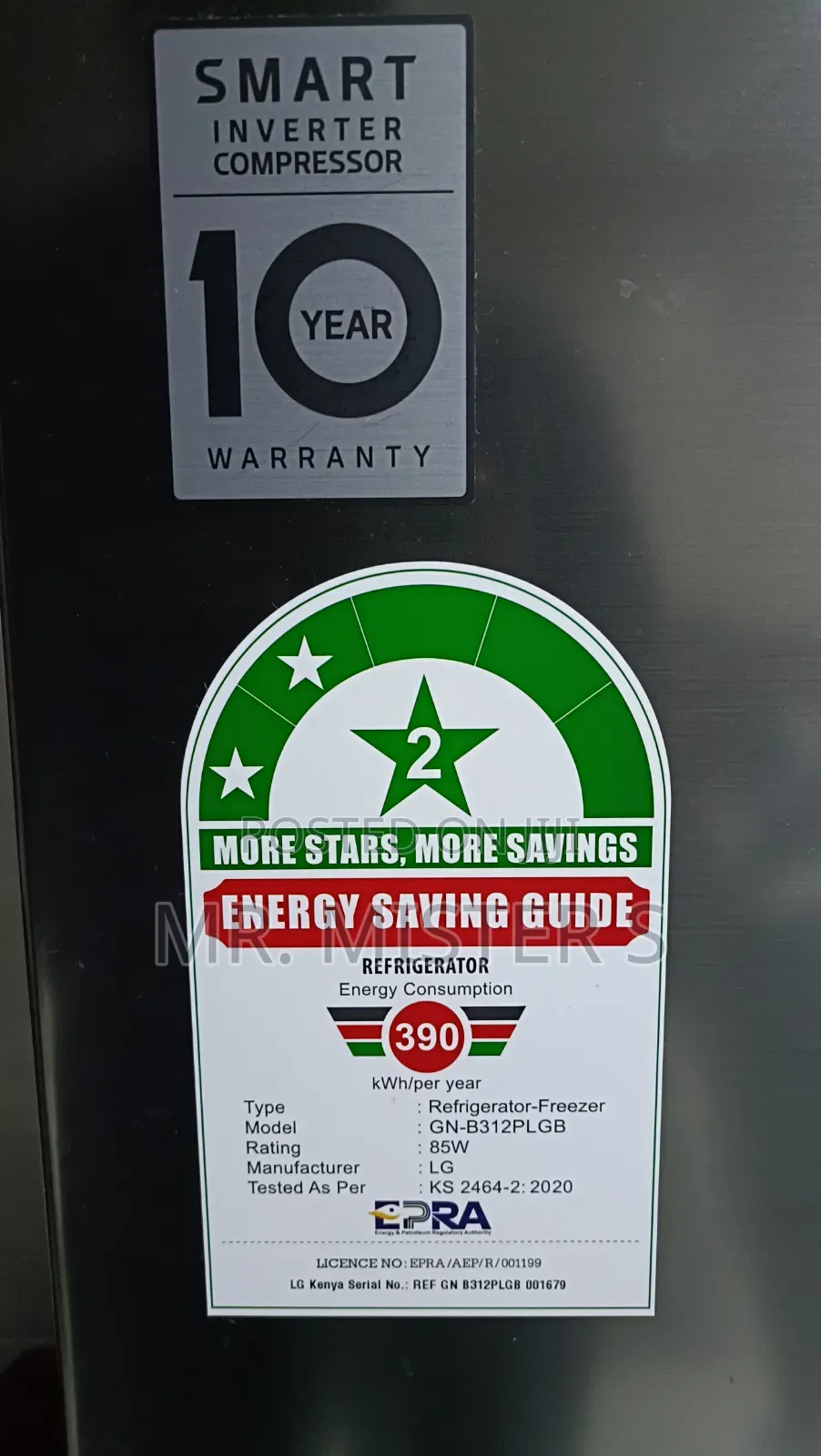 LG Smart Inverter Fridge - 315l, 10‐Year Warranty, Energy Saver