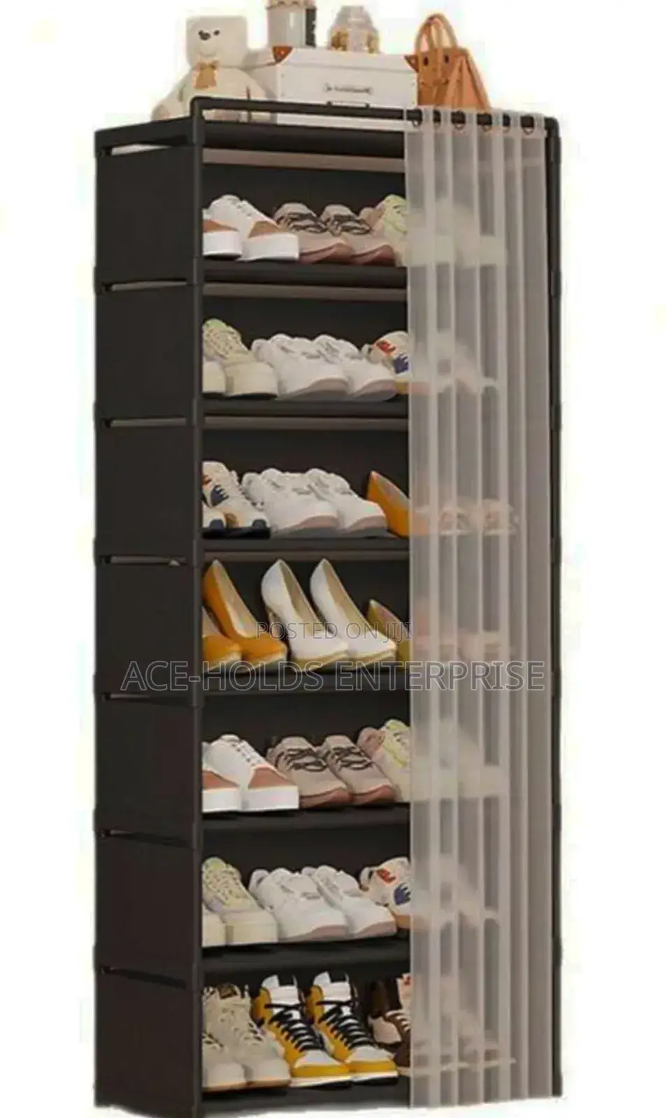 8-Tier Shoe Rack - Dustproof Curtain – Organize Your Space in Style