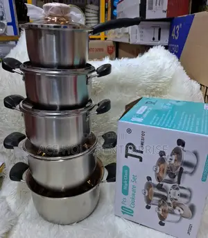 Jp 10-Piece Stainless Steel Cookware Set – Sufuria With Glass Lids