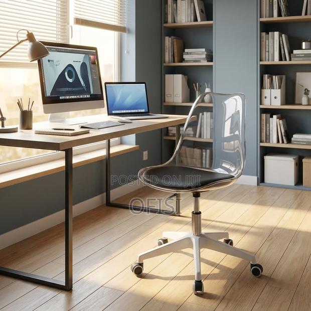 Office Chair; Plastic Swivel Home Office Study Chair - thumbnail 3
