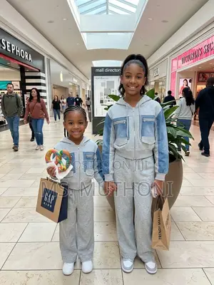 Fancy Denim Detailed Blended Fabric 2pcs Girls Set