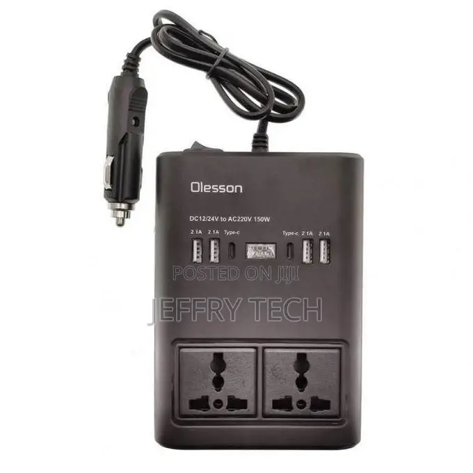 Olesson 1662 Dc 12-24v 150w Car Power Inverter With Cigarette Lighter