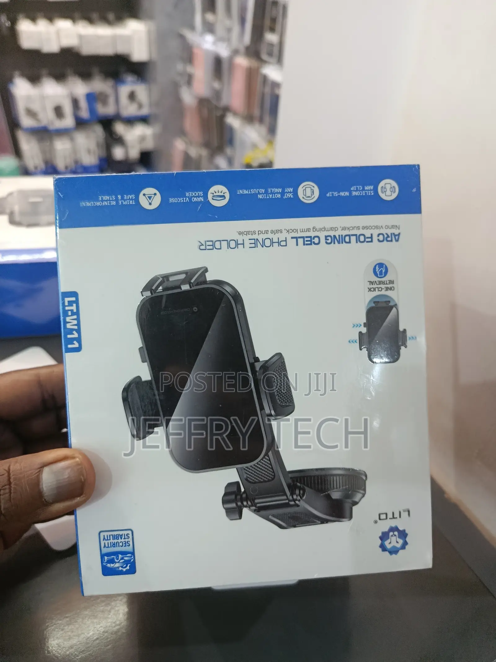 Car Phone Holder for Cars Dashboard Windscreen Desk, 3in 1 Mobile Pho