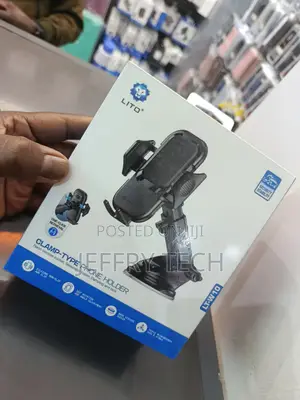 Car Phone Holder, Dashboard Mount With Suction Cup, Black Telescopic,