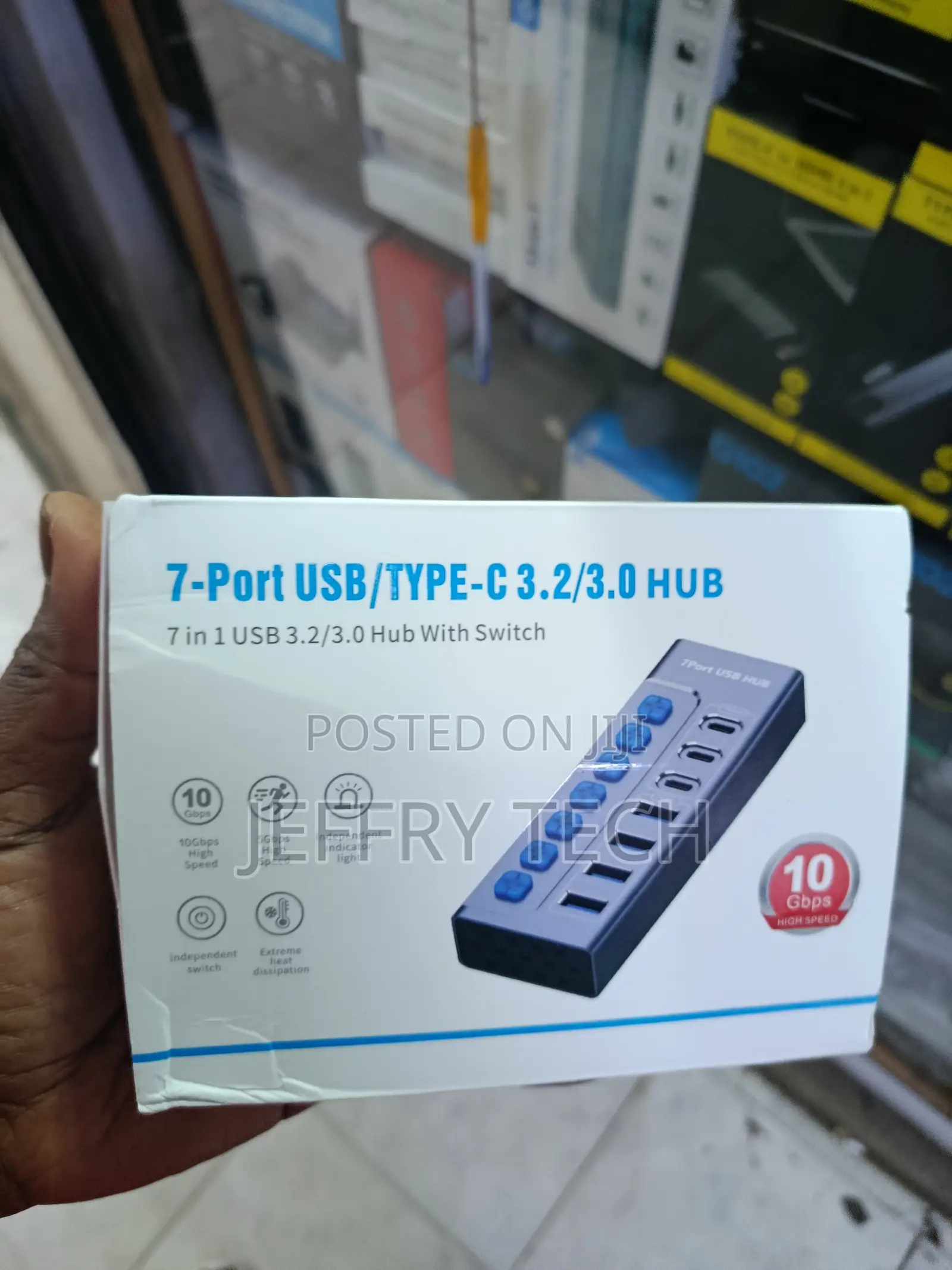 Usb 3.0 Hub, 7-Port Usb Adapter Splitter With Individual Led on/Off