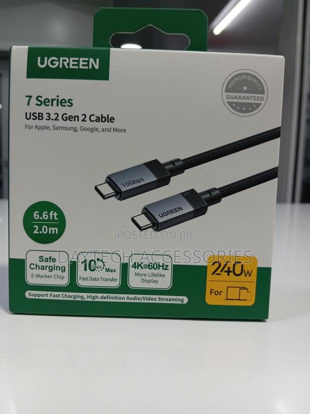 Ugreen 240w Usb C to Usb C 3.2 Gen2 Cable 10gbps at 60hz Video Output.