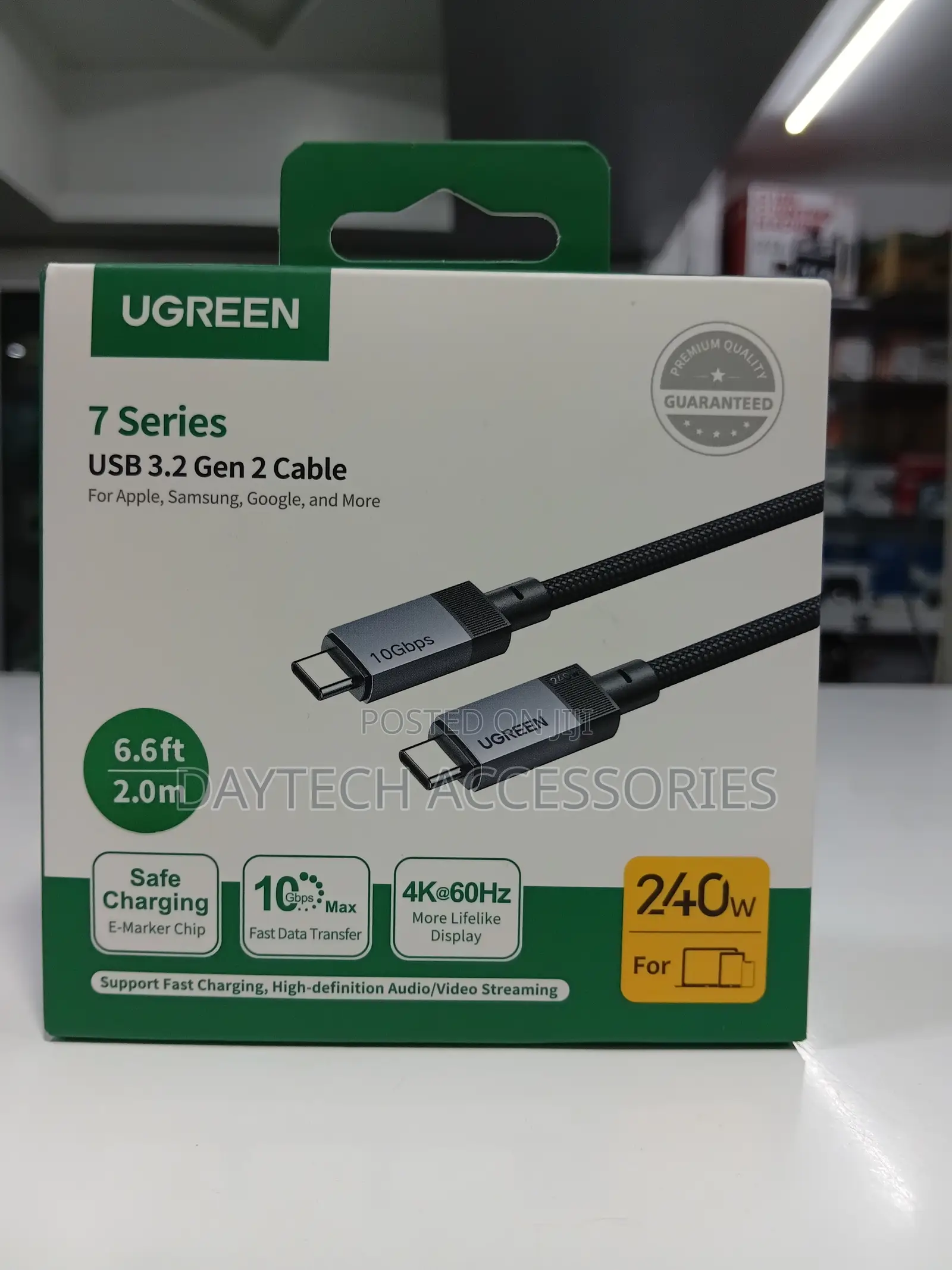 Ugreen 240w Usb C to Usb C 3.2 Gen2 Cable 10gbps at 60hz Video Output.
