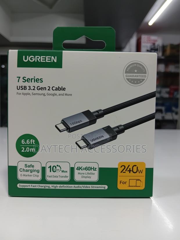 Ugreen 240w Usb C to Usb C 3.2 Gen2 Cable 10gbps at 60hz Video Output. - thumbnail 2