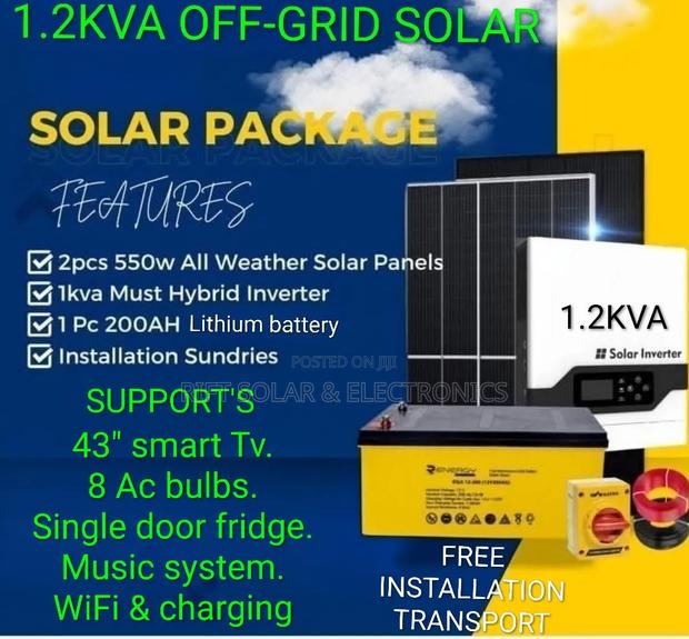 1.2kva Home Solar Solution Free Installation and Transport