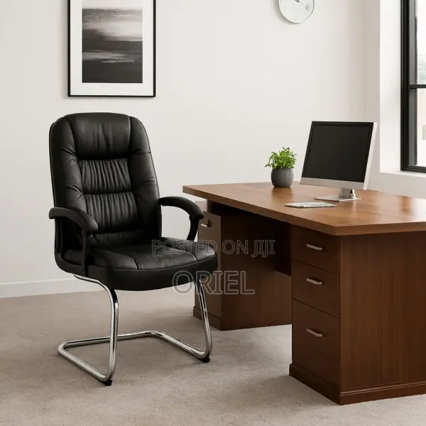 Office Chair : Sled Base Office Leather Chair