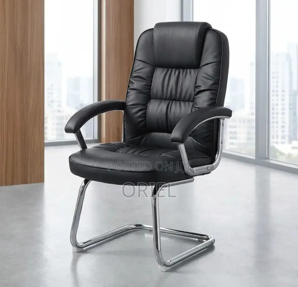 Office Chair : Sled Base Office Leather Chair