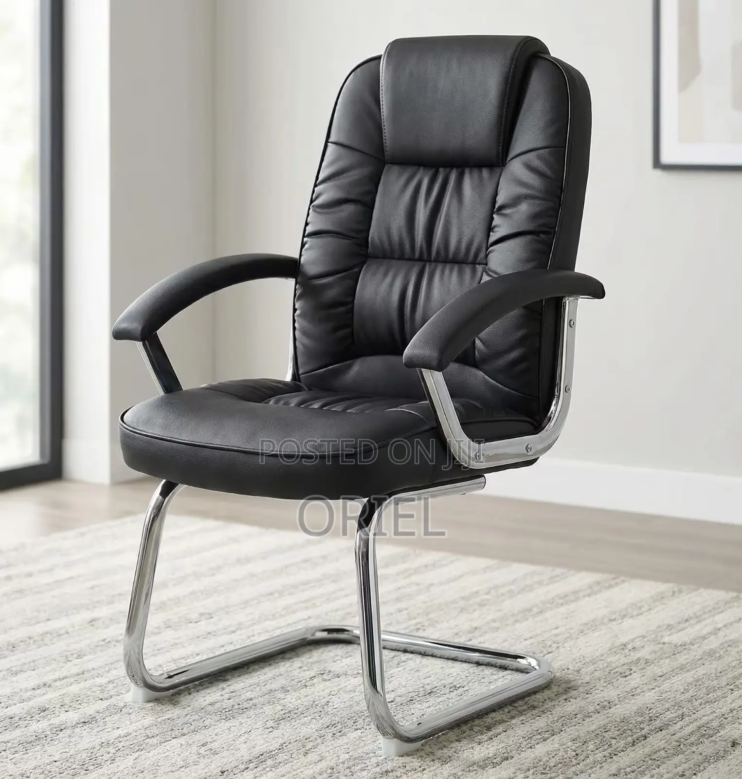 Office Chair : Sled Base Office Leather Chair