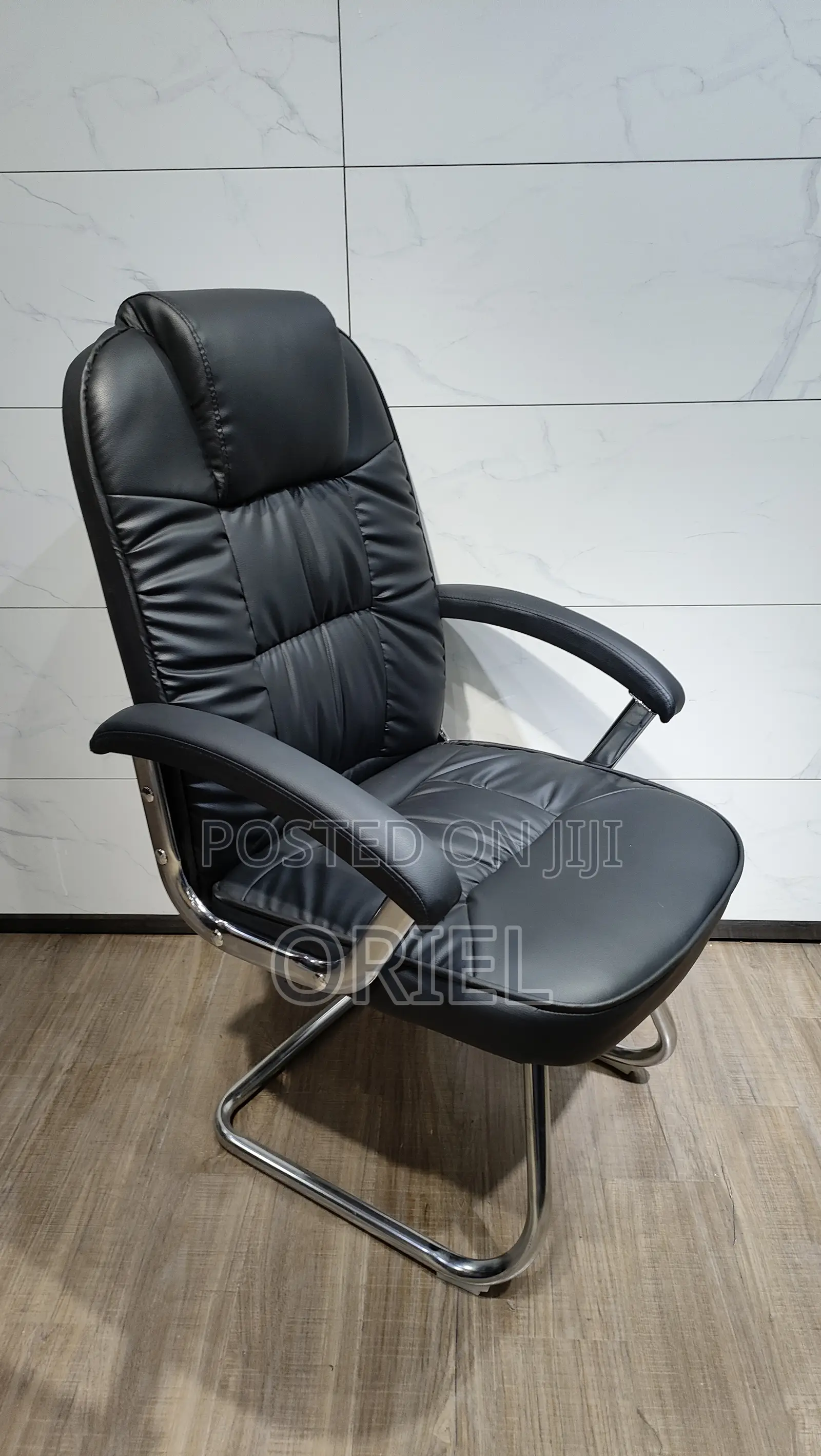 Office Chair : Sled Base Office Leather Chair