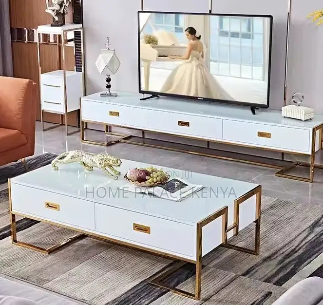 Coffee Table: High Gloss Coffee Table With Rigid Steel Legs