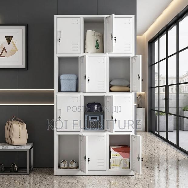 Office Cabinet; 12 Lockers Steel Files Storage Cabinet