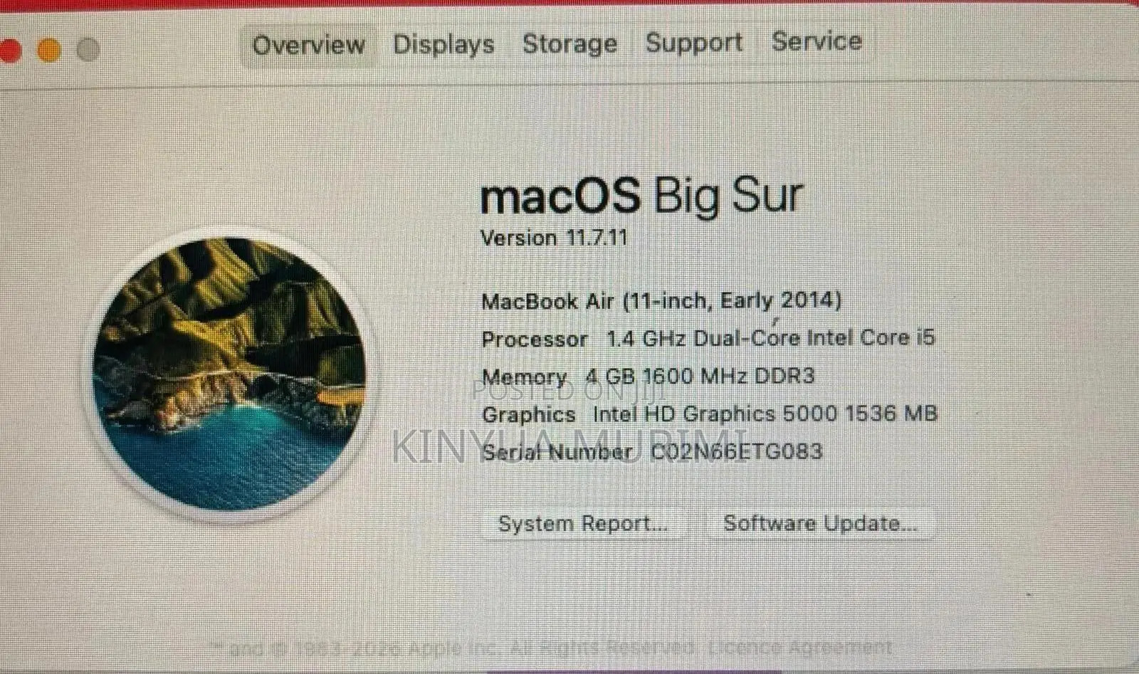 Laptop Apple MacBook Air 4GB Intel Core i5 HDD+SSD 500GB