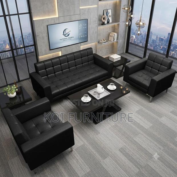 Office Sofa; 5-Seaters Leather Office Executive Sofa Set