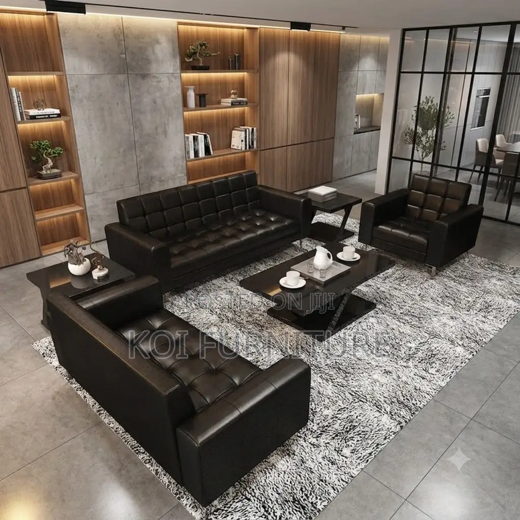 Office Sofa; 5-Seaters Leather Office Executive Sofa Set