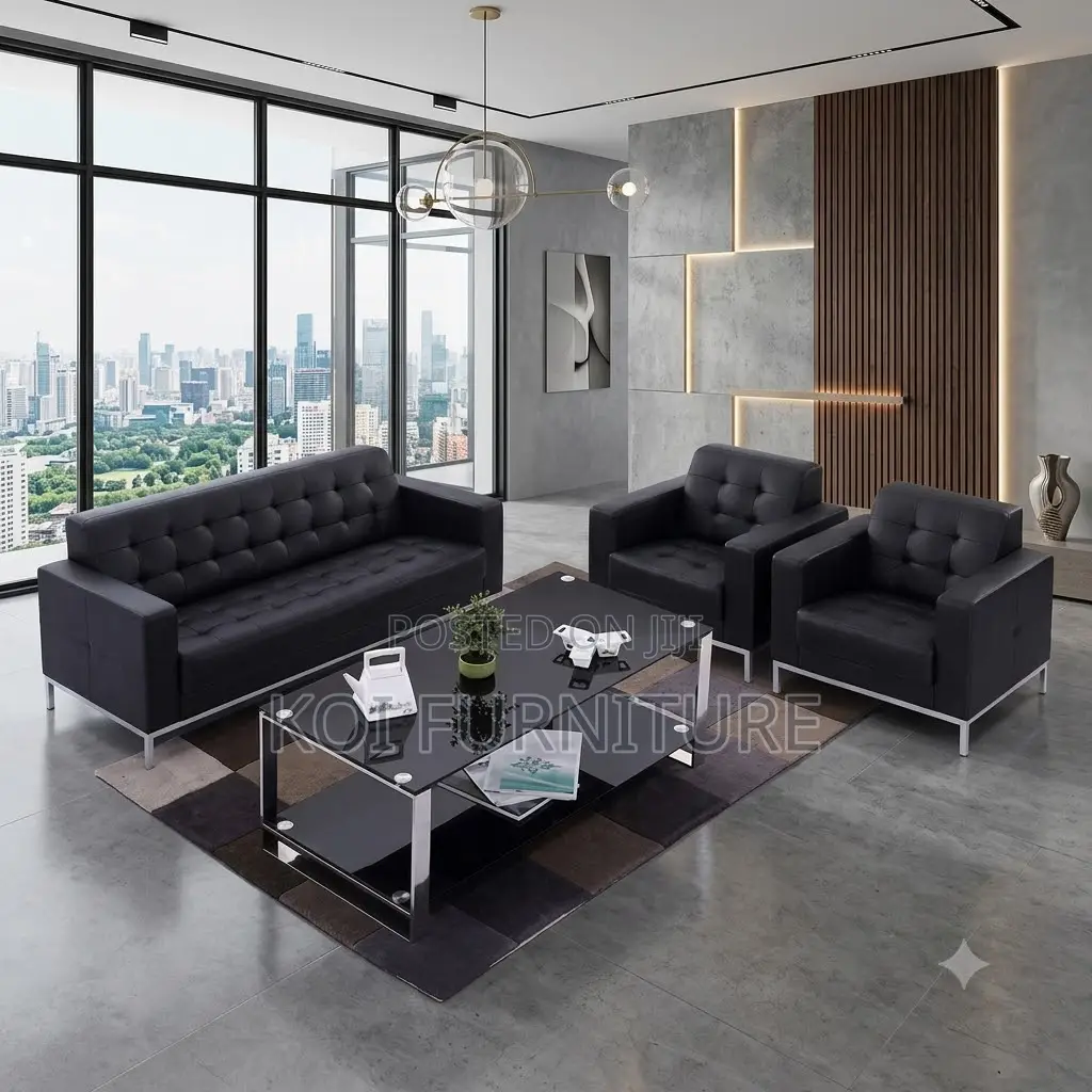 Office Sofa; 5-Seaters Leather Office Executive Sofa Set