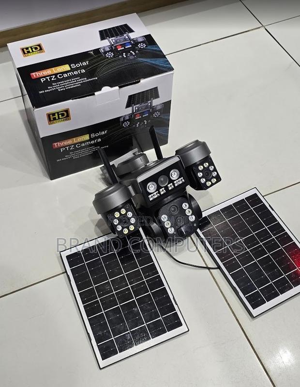 V380pro 4g Triple Lens Dual Panel Security Solar Camera Colored Vision