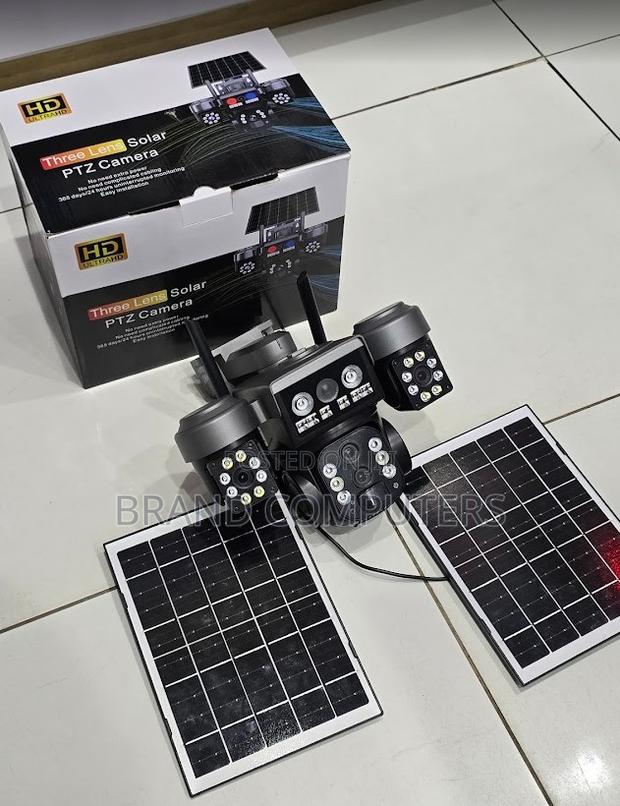 4g 3 Lens Solar CCTV PTZ Outdoor Camera With Dual Panels