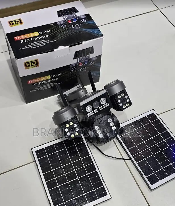 V380 4g Triple Lens Solar PTZ Camera With Dual Panels High Power