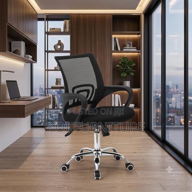 Office Chairs; Black Clerical Mesh Office Chairs - thumbnail 2