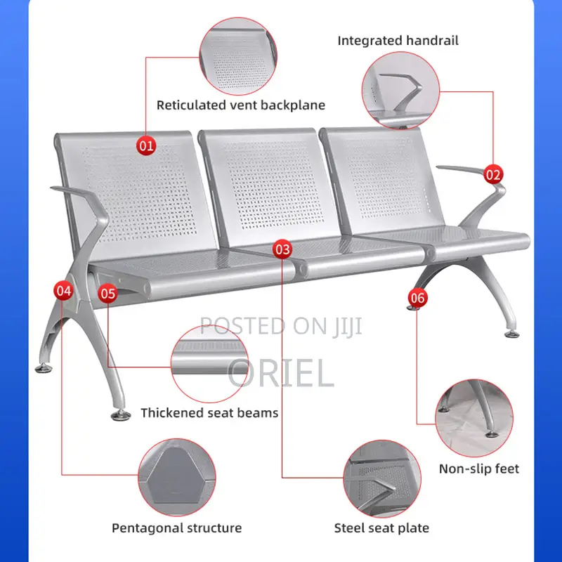 Office Bench : Linked 3-Seater Office Bench