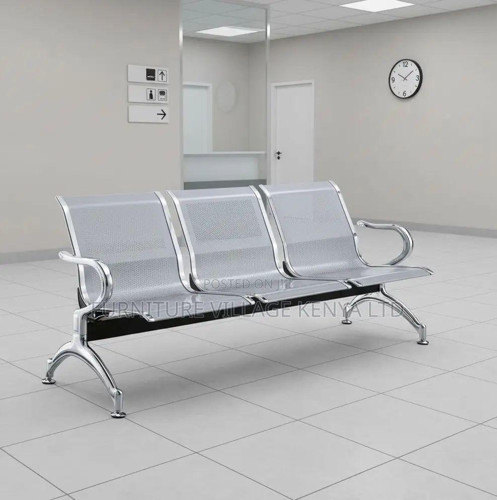 3-Seat Stainless Steel Waiting Bench