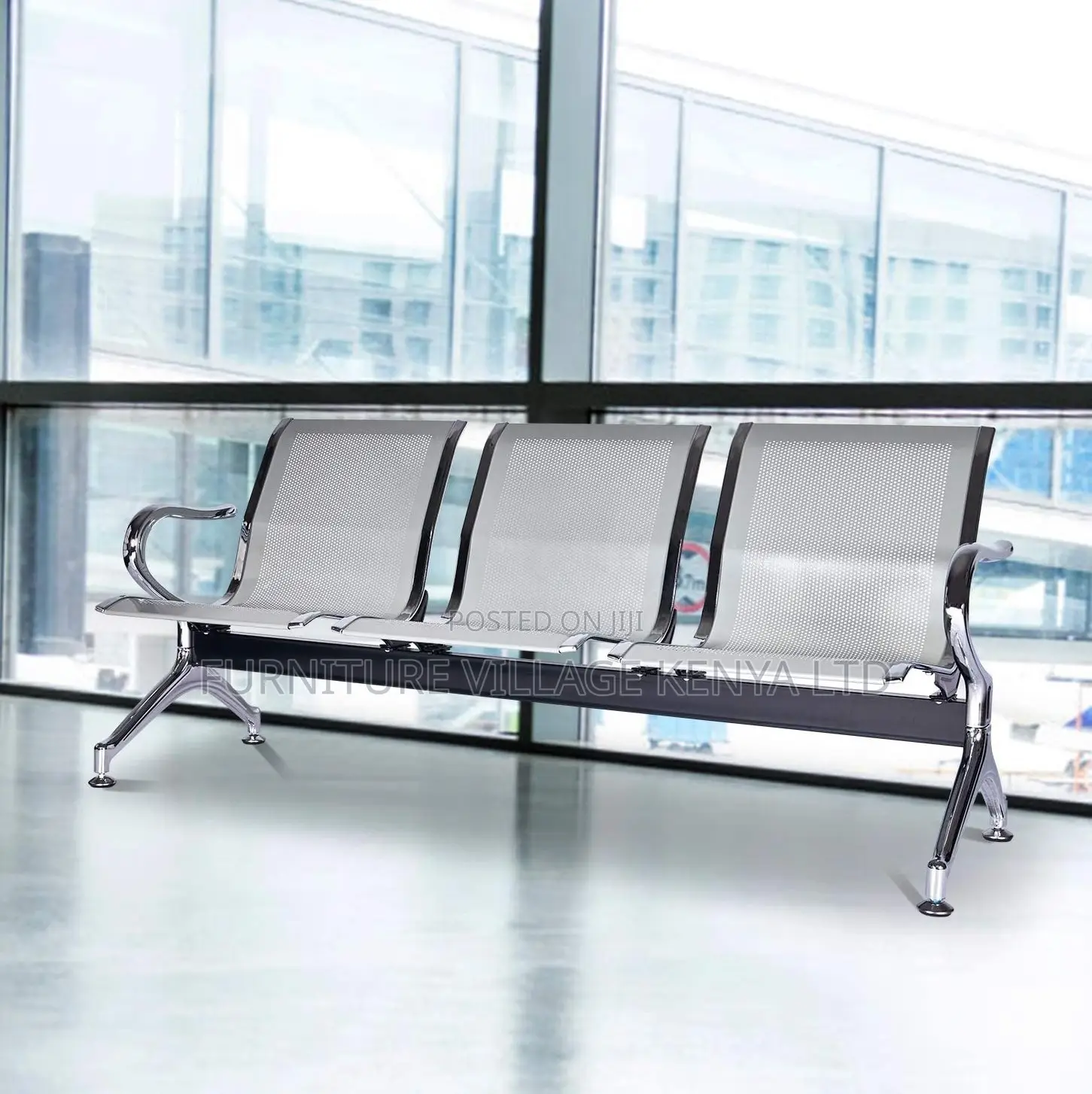 3-Seat Stainless Steel Waiting Bench