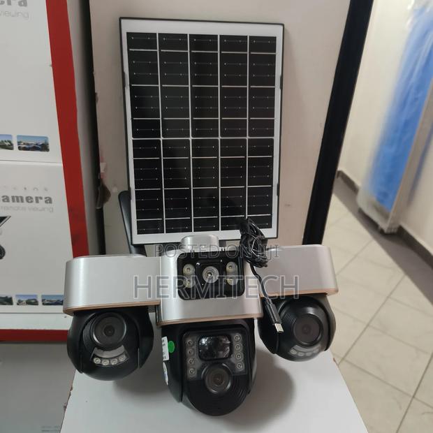 Outdoor Surveillance Solar Powered 4g Enabled CCTV Camera 3 Lens