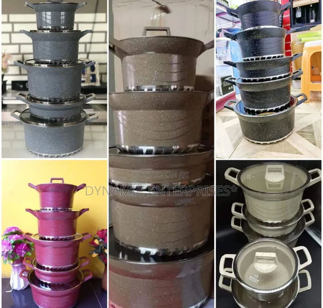 Bosch 10 PCS Granite Non-Stick Cookware Set Pots Sufuria -Black