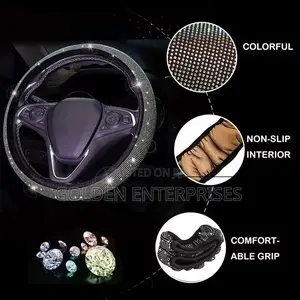 Premium Rhinestone Car Interior Steering Wheel Accessory Set