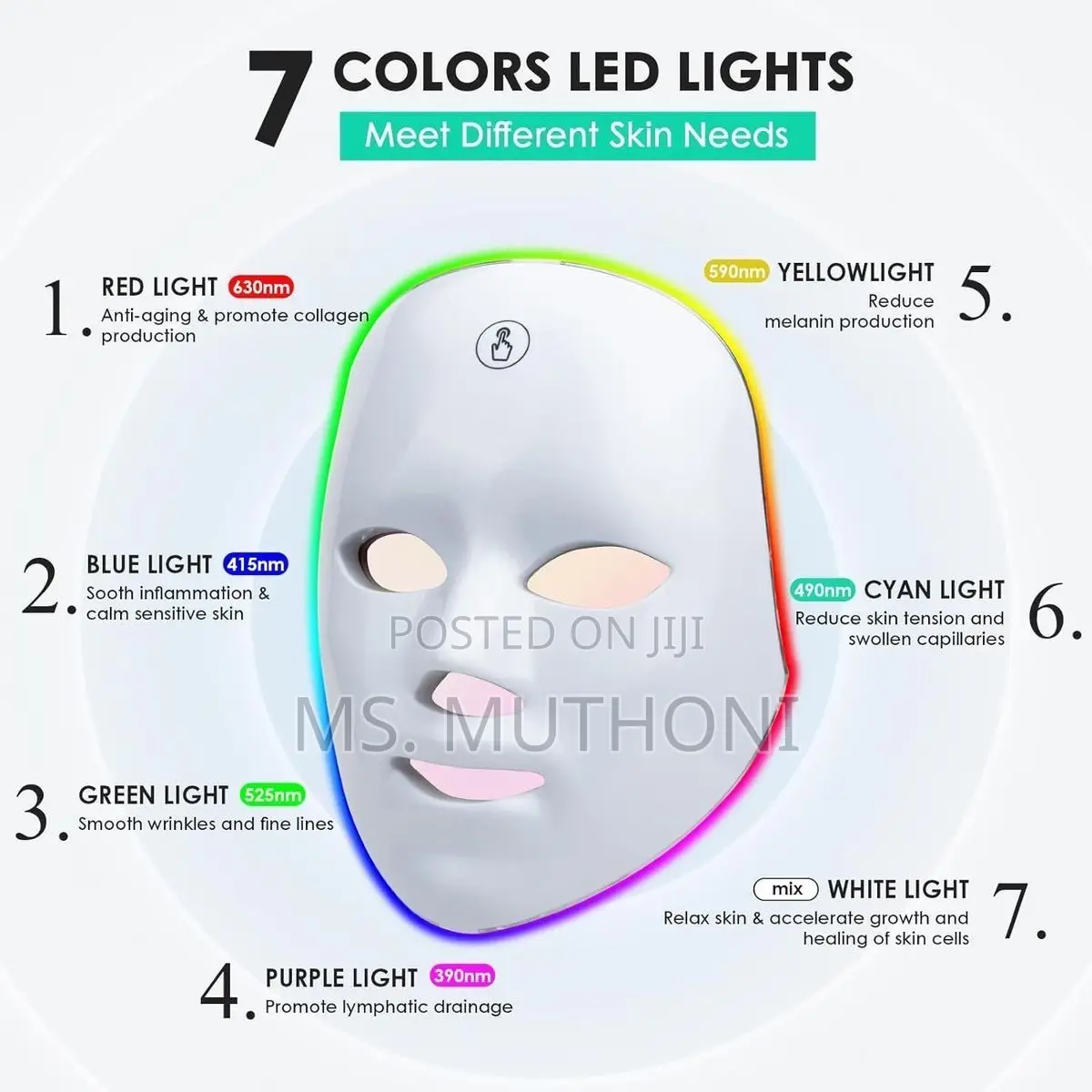 Cordless 7 Color Led Face Màsk Light Theràpy,