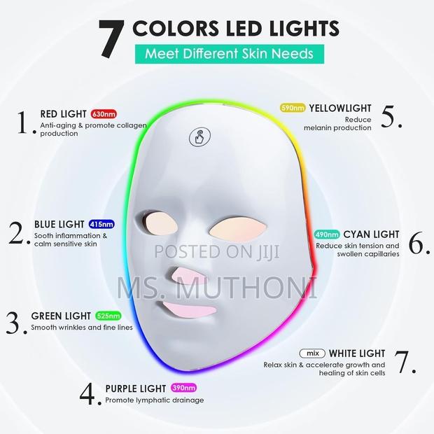 Cordless 7 Color Led Face Màsk Light Theràpy, - thumbnail 2