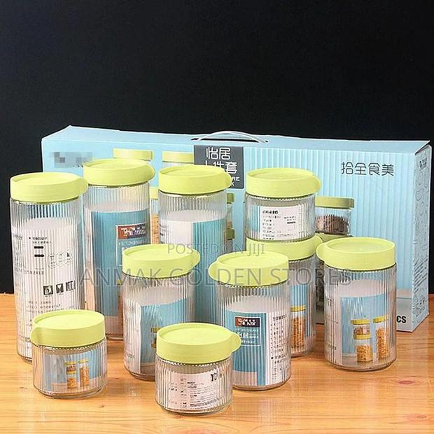 *10pc Ribbed Glass Jar Storage Set - main view