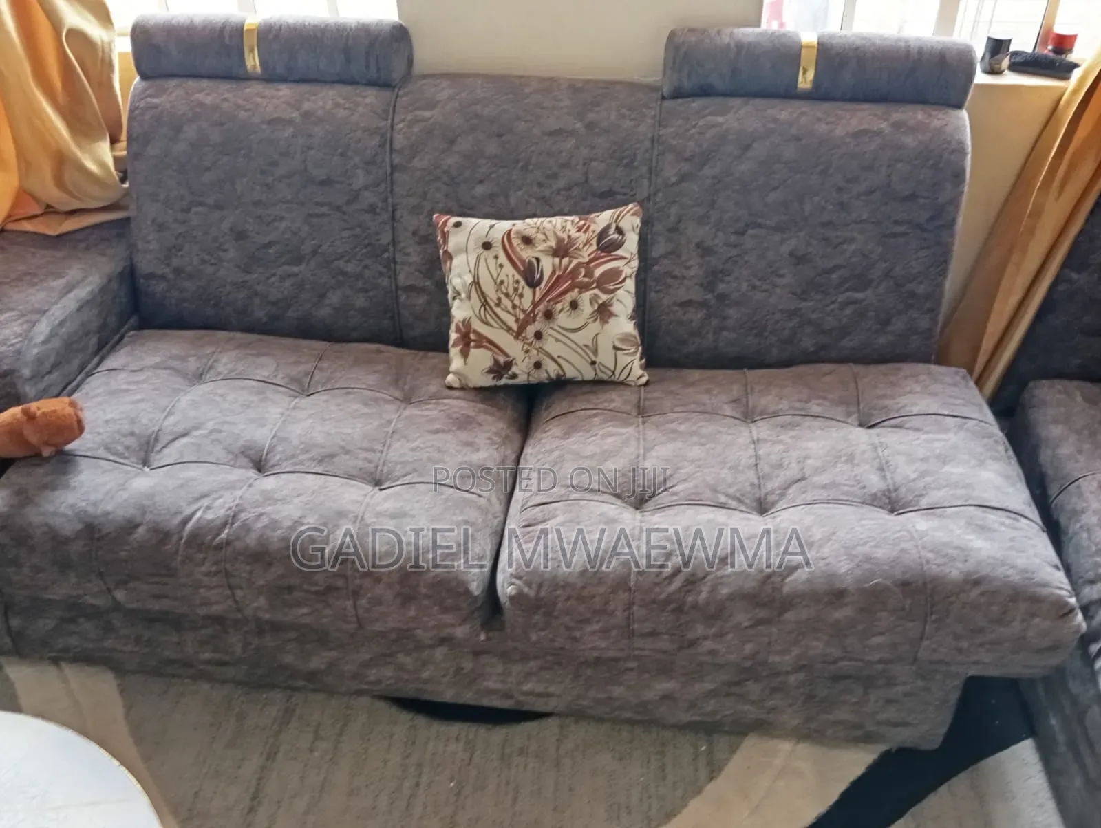 Used Grey L-Shaped Sofa in Good Condition. Comes With Mini Tables